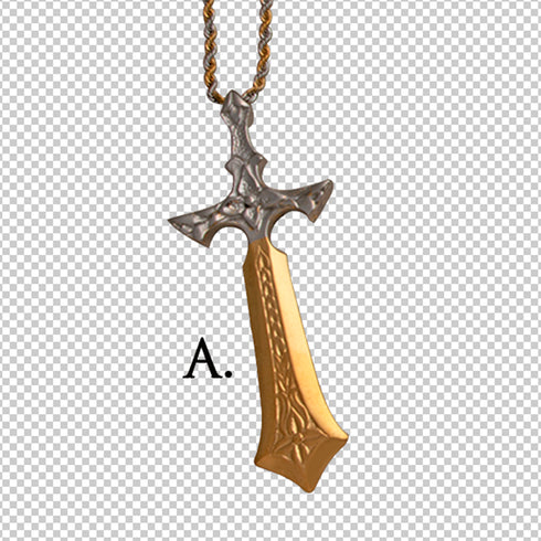 Two-tone steel Khanda and Kirpan pendants on chains - Purchase two or more and receive 25% off!!